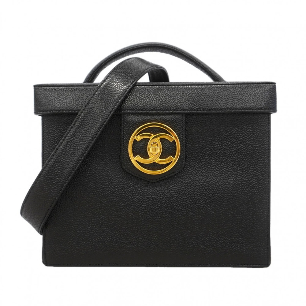 CHANEL Black Caviar Leather Vanity Bag